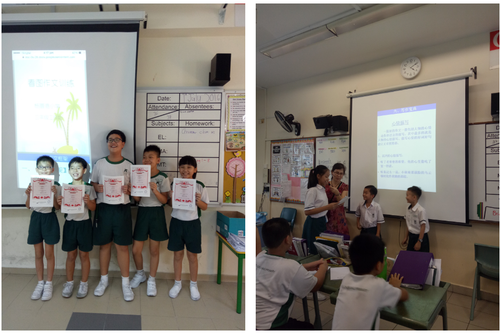 P3 & P4 Chinese Language students learning about Chinese Composition Writing.
