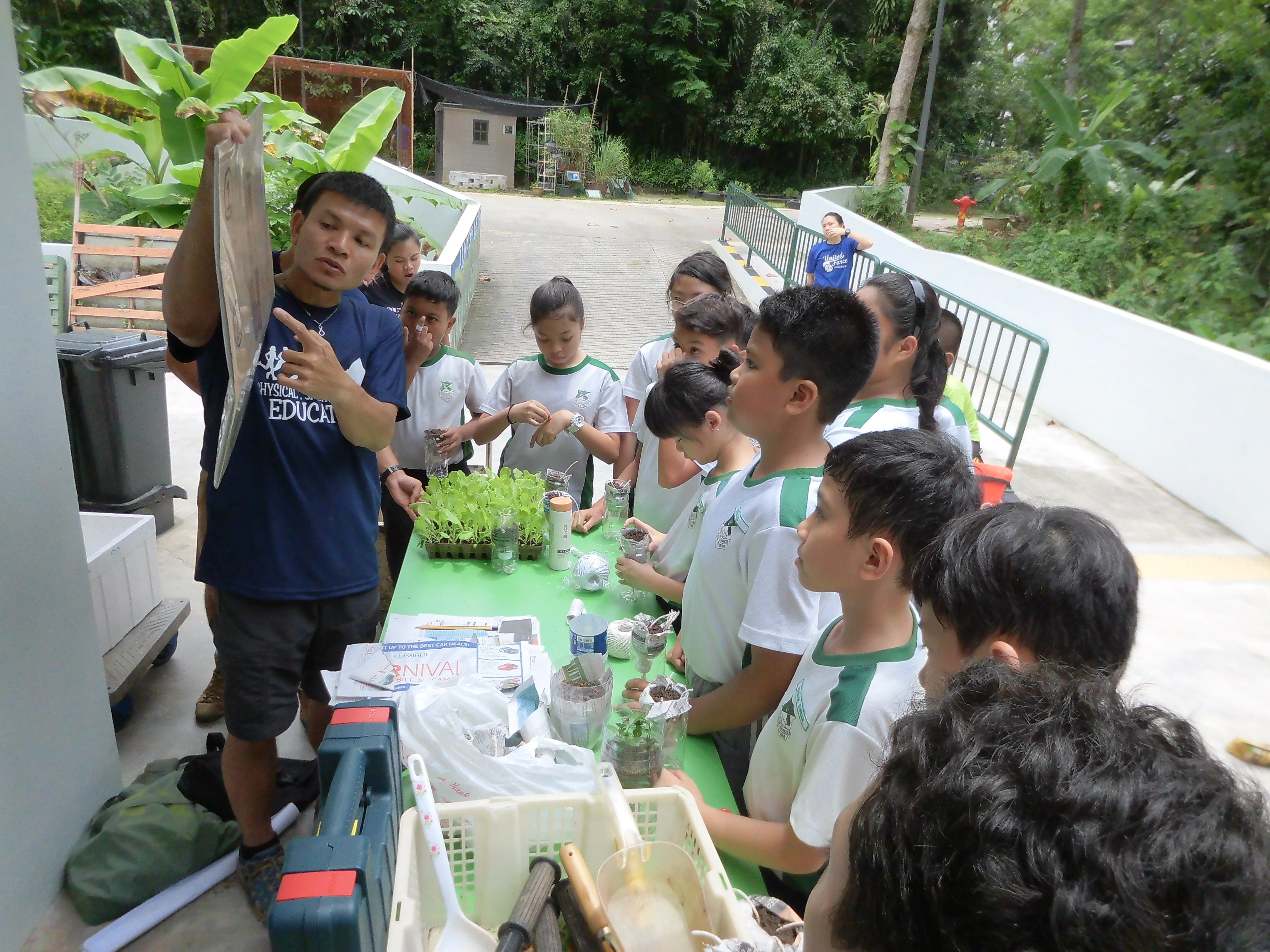 Encourage pupils to lead a sustainable life through the construction of pot of plant using recycled mineral water bottle.