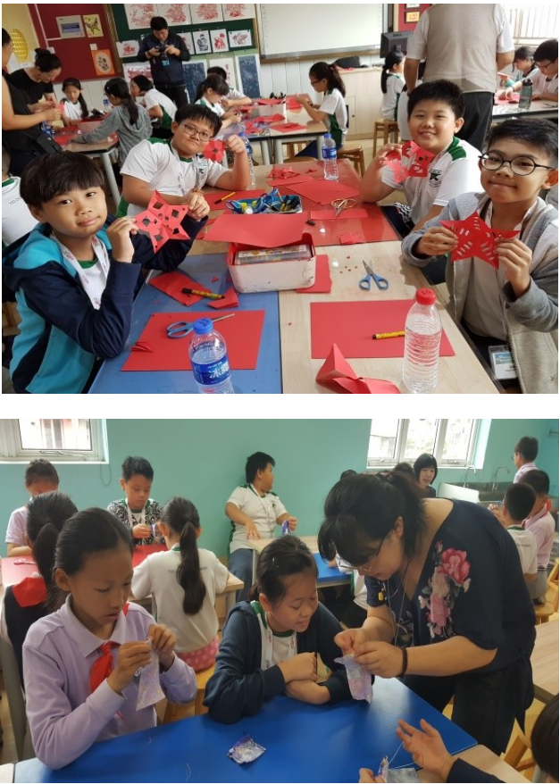 Paper cutting and fragrance sachet craft lessons with Shanghai counterparts.