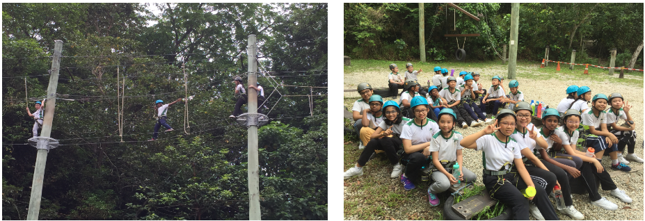 High elements obstacles build up pupils’ mental strength and not giving up easily in times of difficulties. The pupils having a small break before starting in their next journey.